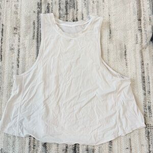 Women’s Size 4 Lululemon Athletic Solid White Sheer Back Cropped Tank Top